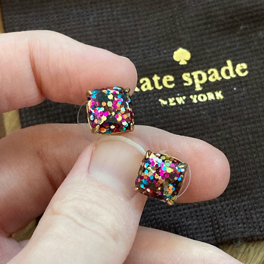 Kate Spade Glitter Square Cushion Earrings